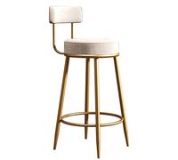 XFParts Tabouret de bar moderne en velours avec dossier et repose-pieds pour cuisine, salle à manger et salon Blanc 65 cm