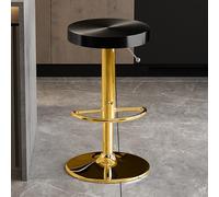 XFParts Tabouret de bar moderne pivotant en acier inoxydable réglable en hauteur avec repose-pieds élégant pour pub, bistrot, cuisine et salle à manger, noir + or, option de couleur entreprise