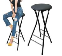 XFParts Tabouret de Bar Pliant avec Repose-Pied selles Rondes Robustes 300 LB Capacité sans arrière-Petit-déjeuner Pliable de Cuisine (80 cm / 32 Pouces) powerfully