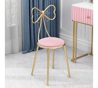 XFParts Tabouret de maquillage élégant en velours rose à haut dossier pour filles, assise confortable pour une routine de maquillage glamour
