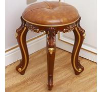 XFParts Tabouret de maquillage rond sculpté vintage avec siège rembourré pour chambre à coucher, 43,2 cm, capacité de 108,9 kg (marron clair B) entreprise puissamment