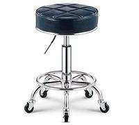 XFParts Tabouret pivotant Roulant avec Roues et siège Plus épais, Plus épais, Tabouret de Bureau en Cuir PU Hauteur réglable avec Tabouret de Massage de randonnée à la Coiffure, Or (Bleu) powerfully