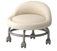 XFParts Tabouret Roulant avec Dos et Roues en tabas de Fonds Ottoman avec Roues pivotantes Roues en Cuir pute à Domicile pour Le Bureau à Domicile en Entreprise Blanche powerfully