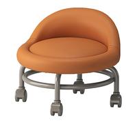 XFParts Tabouret Roulant avec Dos et Roues siège de Tabouret Ottoman avec Roues Rouleaux pivotants à roulettes à Rouleau à Orange PU en Cuir Enterprise powerfully