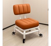 XFParts Tabouret Roulant avec Support arrière et Roues pivotantes pour Le Bureau de Jardin à Domicile PU en Cuir PU Sild en métal Court à Hauteur Courte réglable et Portable powerfully