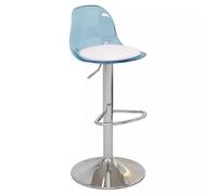 XFParts Tabourets de bar modernes en acrylique avec dossier transparent réglables et pivotants en cuir PU rembourré avec repose-pieds Bleu entreprise puissamment