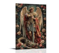 XFPOBH Impression sur toile de Saint Michel Archange pour chambre à coucher, salon, 50 x 75 cm, style cadre