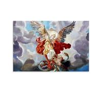 XFPOBH Impression sur toile Saint Michel Archange Décoration murale pour chambre à coucher Salon 30 x 45 cm Sans cadre