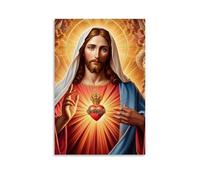 XFPOBH - Poster sur toile du Sacré-Cœur de Jésus - Peinture murale - Décoration murale - Impression pour chambre ou salon - 50 x 75 cm - Style sans cadre
