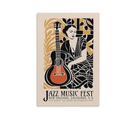XFPOBH Poster vintage sur toile style guitare Jazz Music Fest - Décoration murale pour chambre à coucher et salon - 30 x 45 cm - Style sans cadre