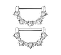 XFSRG 1 Paires 14G Piercing Teton Piercing de Téton en Acier Inoxydable 316L Hypoallergénique Body Barres Parure de Bijoux pour Femme et Fille (Argent)