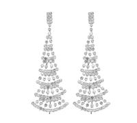 XFSRG 1 Paires Boucles d'Oreilles Noël pour Femmes Filles Strass Boucles Arbre de Noël Pendantes Bijoux Mignons et Percés Cadeaux Fête (Argent)