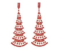 XFSRG 1 Paires Boucles d'Oreilles Noël pour Femmes Filles Strass Boucles Arbre de Noël Pendantes Bijoux Mignons et Percés Cadeaux Fête (Rouge)