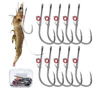 XFSRG 10 Pièces Hamecon Peche Plombées Crochets Kit Crevettes Vivantes Hameçons à Poisson Chat Portables en Boîte pour Divers Environnements de Pêche(2/0)