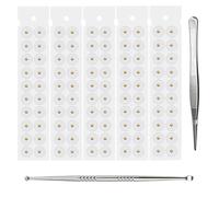 XFSRG 100 Patchs Ear Seeds Kit de Massage des Oreilles Acupression Auriculaire pour Relaxation Naturelle Soulagement Stress Aide au Sommeil avec Pince Cuillere (Or)