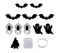XFSRG 11 Pièces Halloween Decoration Breloque en Forme de Chauve-Souris et d'Araignée avec Fil de Pêche Transparent et Autocollants pour Halloween Carnaval Soirée