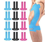 XFSRG 12 Pièces Bandes de Kinésiologie Prédécoupées pour Genou Grande Forme Anatomique Bande Kinesiologie Taping Kinesio Tape Ruban de Physiothérapie Genou Sport Maintien (Mélange De Couleurs)