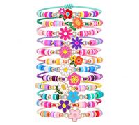 XFSRG 12 Pièces Bracelets Set Amitié Fleur Perles Tressées Joncs Empilable | Réglables Faits à la Main Bracelet Fantaisie Cadeaux de Bijoux pour Femmes Couples Amis