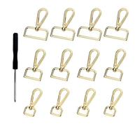 XFSRG 12 Pièces Crochet Pivotants avec Mousqueton D en Métal et Tournevis Fermoir Pivotant à 360°pour la Fabrication de Sacs à Main Porte-Clés (Or)