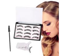 XFSRG 12 Pièces Faux Cils Magnetique Naturel Magnetic Eyelashes Avec Recourbe-cil Extension De Cils Sans Adhérence Cluster Lashes Décoration De Mode Cadeaux Pour Femme(Noir)