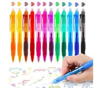 XFSRG 12 Pièces Stylo Effacables 0,5mm Encre Gel Effaçable Stylos Roller Effaçable Multicolores avec Gomme pour Bureau et Fournitures Scolaires