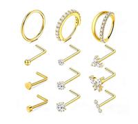 XFSRG 12 Set de Piercing Nez en Acier Inoxydable Hypoallergéniques Sans Nickel ni Plomb Utilisation au Quotidien Fête Festival Concert Club et Look Mode pour Femme et Homme