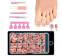 XFSRG 120 Pièces Faux Ongles Pieds 12 Tailles Orteil Nail Art Couverture Complète Avec 5 Outils pour Manucure pour Femmes Filles Salon de Manucure Nail Art DIY (B4)