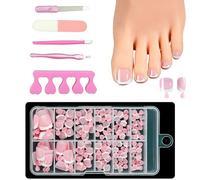 XFSRG 120 Pièces Faux Ongles Pieds 12 Tailles Orteil Nail Art Couverture Complète Avec 5 Outils pour Manucure pour Femmes Filles Salon de Manucure Nail Art DIY (B9)