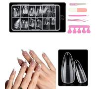 XFSRG 120 Pièces Pointes d'Ongles Transparentes Ultra Kit De Faux Ongles Courtes Pas de Lime Nécessaire Avec 5 Outils pour Manucure pour Manucure DIY Salon Femmes Filles (Goutte)