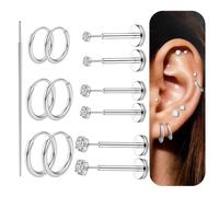 XFSRG 13 Pièces de Boucles d'Oreilles Or 14K Argent pour Femmes Set Bijoux en Acier Doré Look Élégant Polyvalent Idéal pour Layering Quotidien et Événements Fashion