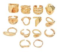 XFSRG 14 Pièces Bague Femme Géométrie Minimaliste Luxe Léger Bagues Personnalité Réglable Accessoires de Mode