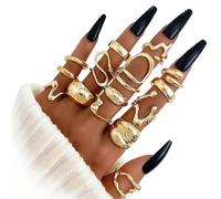 XFSRG 15 Pcs Vintage Knuckle Bague Ensemble De Bague Ensemble Empilable Alliage Doré Résistant pour Tenue Quotidienne ou Soirée Chic