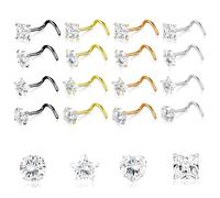 XFSRG 16 Pièces Piercing Nez Acier Inoxydable en Forme de Courber Zircone Cubique Bijoux Piercings pour Femme Homme(Multicolore)