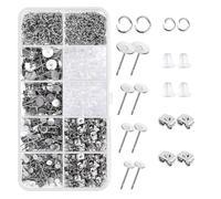 XFSRG 1800 Pièces Kit Boucle d'Oreille à Fabriquer Boucle D'Oreille Flat Pad Hypoallergénique avec Dos Papillon Apprêt et Fermoirs en Silicone pour la Fabrication de Bijoux DIY (Set 2)