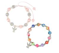 XFSRG 2 Bracelets Bracelet de Communion Fille Ange et Perles Première Communion Catholique Fille Bijoux Religieux Enfant Bracelet Croix Perles