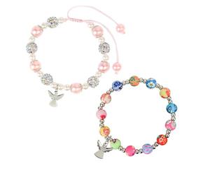 XFSRG 2 Bracelets Bracelet de Communion Fille Ange et Perles Première Communion Catholique Fille Bijoux Religieux Enfant Bracelet Croix Perles