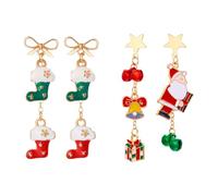 XFSRG 2 Paires Boucle d'Oreille Noël Pendantes en Forme 'Étoile et Sapin de Bijoux Noel Femme Boucle d'Oreille Femme Festives Décoratives Pendentifs Père Noel (Père Noël & Bottes)