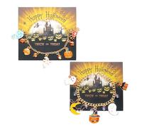XFSRG 2 Paires Bracelet d'Halloween Pendentif Chauve Souris Araignées et Breloque Citrouille Bijoux Gothiques Bracelet pour Amitié Accessoires Gothique Bijoux pour Femme (Or-3)