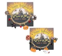 XFSRG 2 Paires Bracelet d'Halloween Pendentif Chauve Souris Araignées et Breloque Citrouille Bijoux Gothiques Bracelet pour Amitié Accessoires Gothique Bijoux pour Femme (Or-4)