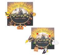 XFSRG 2 Paires Bracelet d'Halloween Pendentif Chauve Souris Araignées et Breloque Citrouille Bijoux Gothiques Bracelet pour Amitié Accessoires Gothique Bijoux pour Femme (Or-2)