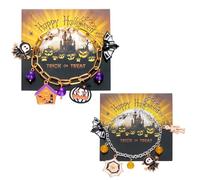 XFSRG 2 Paires Bracelet d'Halloween Pendentif Chauve Souris Araignées et Breloque Citrouille Bijoux Gothiques Bracelet pour Amitié Accessoires Gothique Bijoux pour Femme (Or-1)