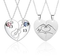 XFSRG 2 Paires Colliers D'amitié Réglable Collier pour Couple avec Pendentif Cœur Bijoux D'amitié pour Femme Remise de Diplôme Anniversaire Noël