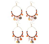 XFSRG 2 Paires Halloween Boucles D'oreilles pour Femmes Citrouille Chauve-Souris Boucles D'oreilles Pendante Halloween Décorations (Noir-2)