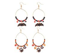 XFSRG 2 Paires Halloween Boucles D'oreilles pour Femmes Citrouille Chauve-Souris Boucles D'oreilles Pendante Halloween Décorations (Noir-1)