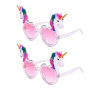 XFSRG 2 Paires Licorne Heart-Shaped Glasses Lunettes de Fête Hawaïennes Lunettes et Accessoires de Fête Funny Party Glasses for Kids and Adults (Transparent)