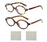 XFSRG 2 Paires Lunette Anti Lumière Bleue Femme Homme Lunettes Filtre Lumière Bleue Ovales Rétro pour Écran d’Ordinateur et Smartphone Sans Correction