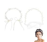 XFSRG 2 PCS Bandeau Cheveux Femme Accessoires de Cheveux Communion Fille Couronne Fleurs Perles Bandeau de Princesse Boho Cristal Bandeaux Mariage Bridal Guirlande Couronne Strass Serre-tête