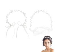 XFSRG 2 PCS Bandeau Cheveux Femme Accessoires de Cheveux Communion Fille Couronne Fleurs Perles Bandeau de Princesse Boho Cristal Bandeaux Mariage Bridal Guirlande Couronne Strass Serre-tête