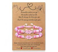 XFSRG 2 Pcs Bracelets d’Amitié Nœud Infini Bracelets Tressés Boho Réglables avec Perles en Argile Polymère Cadeau pour Couple Sœur Meilleure Amie et Amies