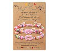 XFSRG 2 Pcs Bracelets d’Amitié Nœud Infini Bracelets Tressés Boho Réglables avec Perles en Argile Polymère Cadeau pour Couple Sœur Meilleure Amie et Amies